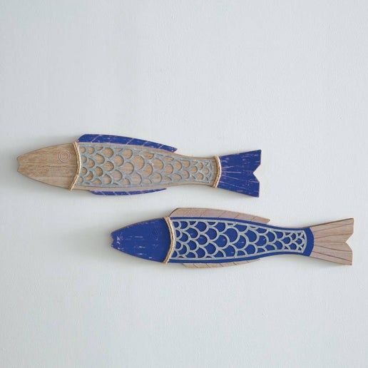 Wood Steel Fish Decor