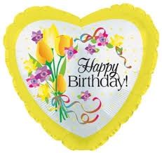 Happy Birthday Heart Flowers 18" Mylar