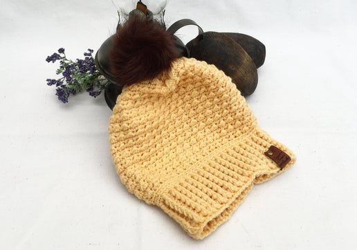 Handmade Chunky Hat with Removable Pom