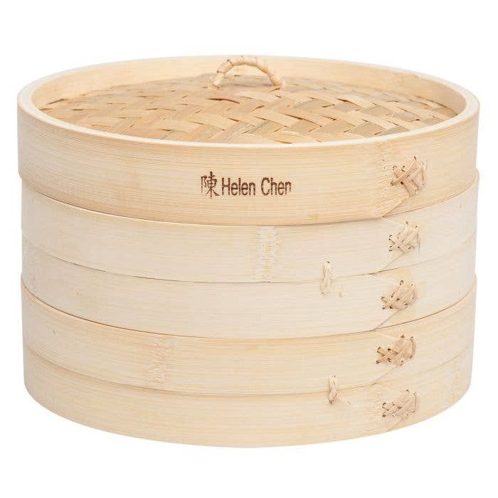 Helen's Asian Kitchen Bamboo Steamer With Lid, 10in