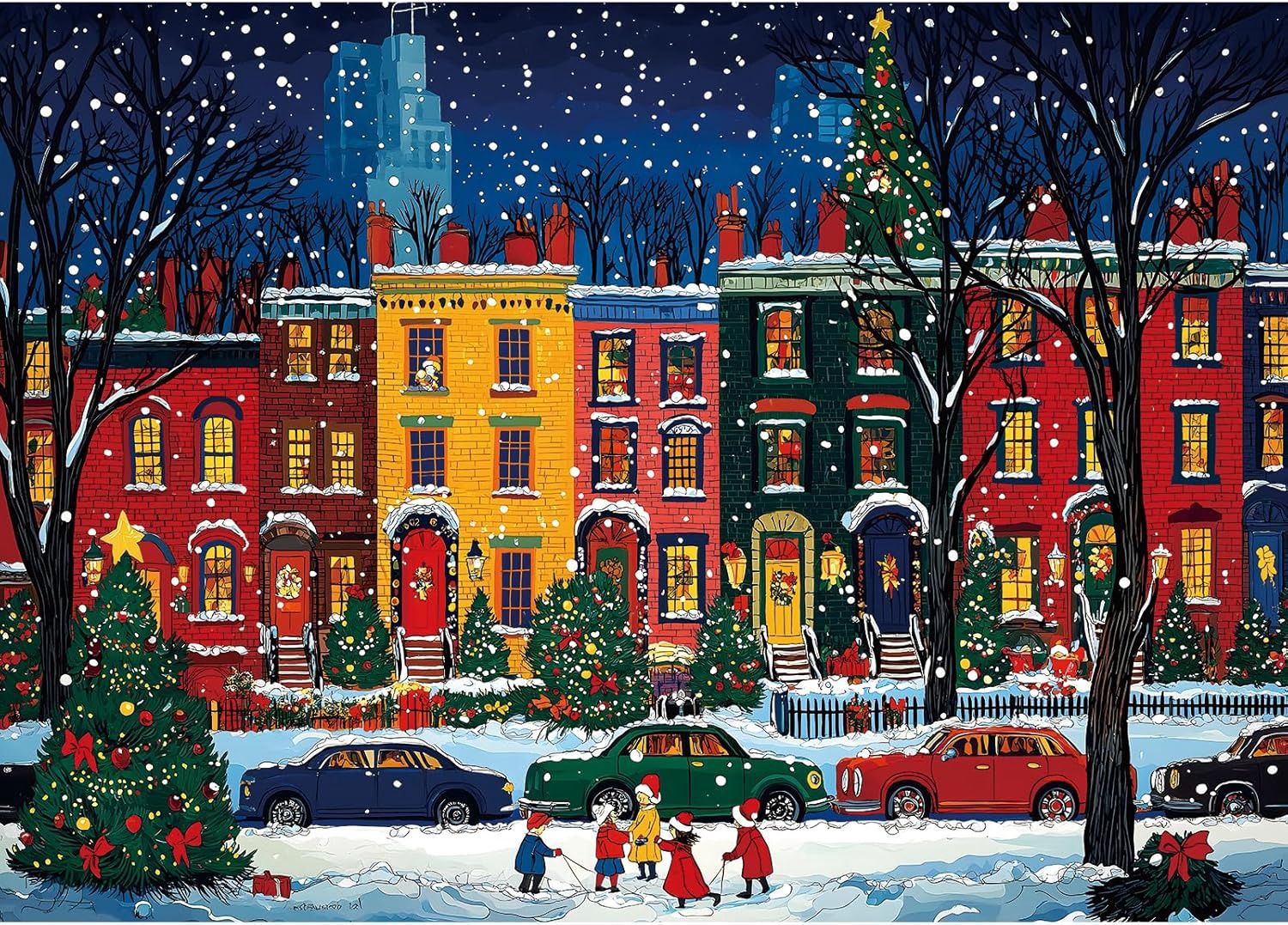 Colorful Christmas House Puzzle 1000 Pieces