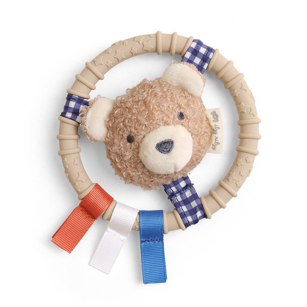 Itzy Ring Pal - Teething Ring with Bear, Color: Taupe Bear