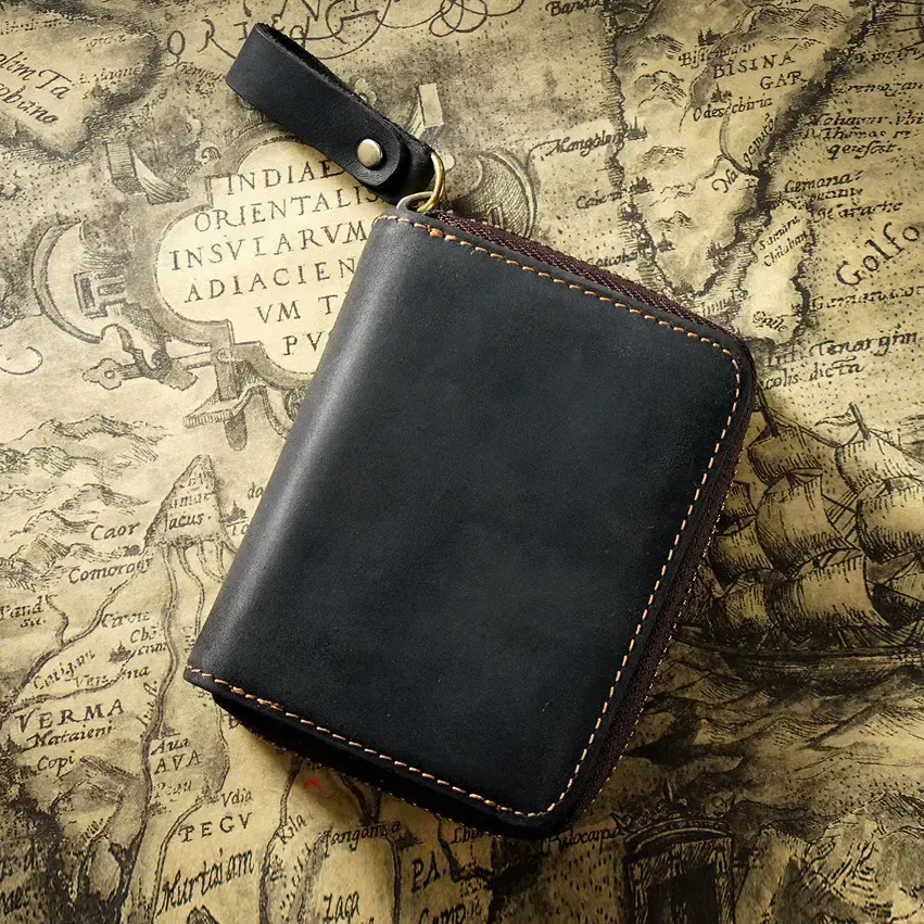 Geniune Leather Wallet - Credit Card Holder for Men Women,, Color: Black
