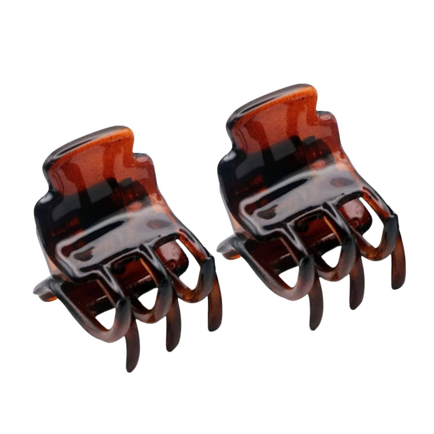 Parcelona French Glossy Square Very Small Cellulose Hair Claws for Women 2Pcs, Color: Tortoise Shell