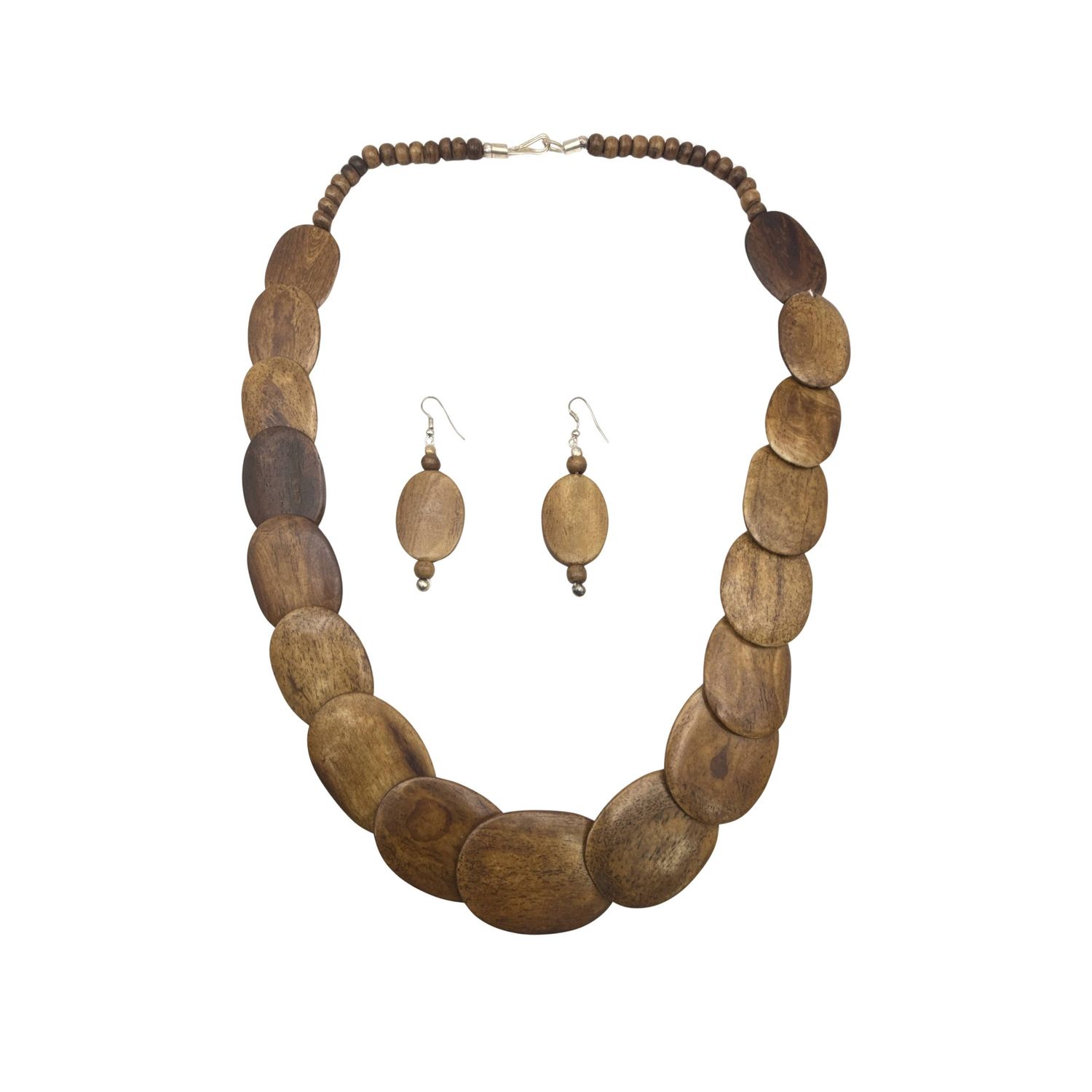 Buffalo Bone Disk Pendant Graduated Necklace