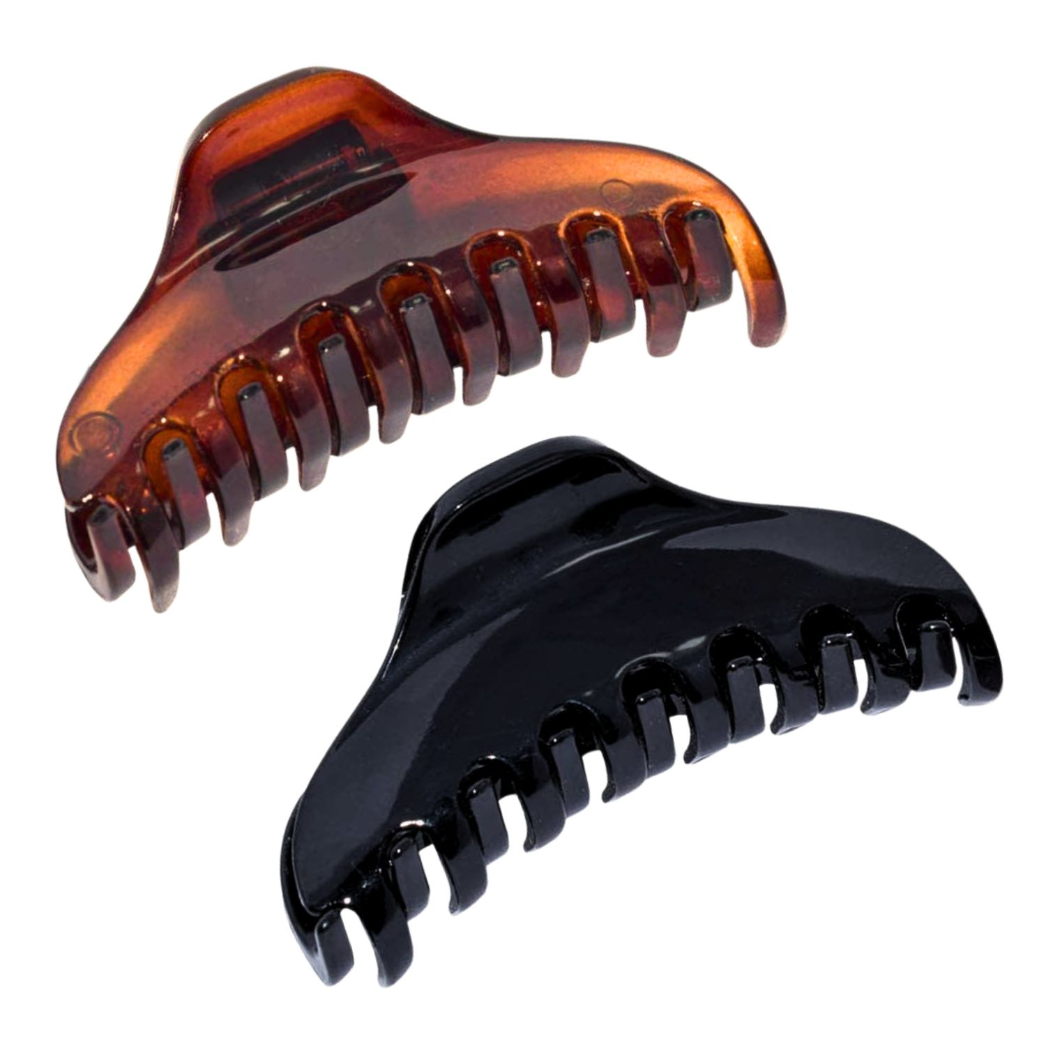 Parcelona France Skinny Boss Hair Claw 2 1/4" Small Jaw Hair Clips for Women, Color: Black &amp; Tortoise Shell