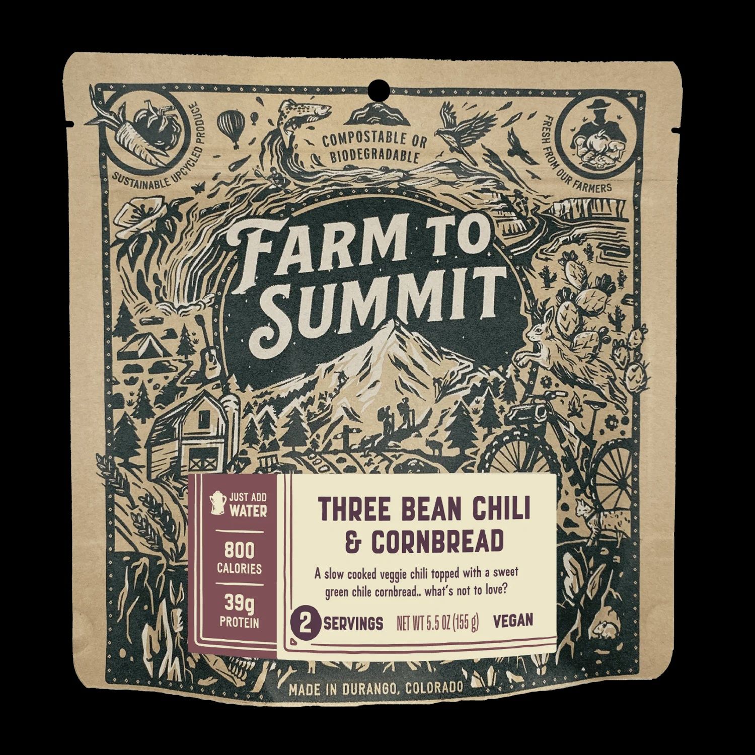 Farm to Summit Three Bean Chili &amp; Cornbread