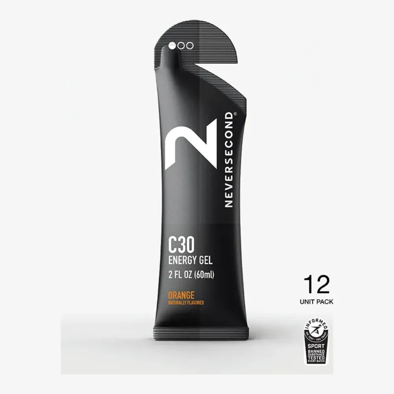 Neversecond C30 Energy Gel in Orange, front view