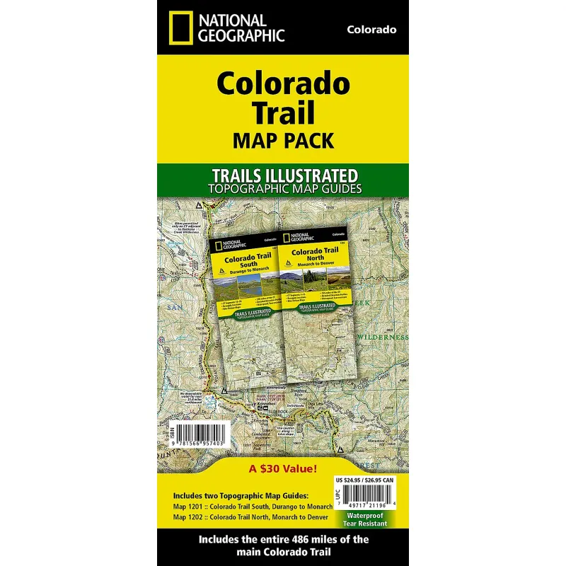 National Geographic Colorado Trail Map Pack, front view