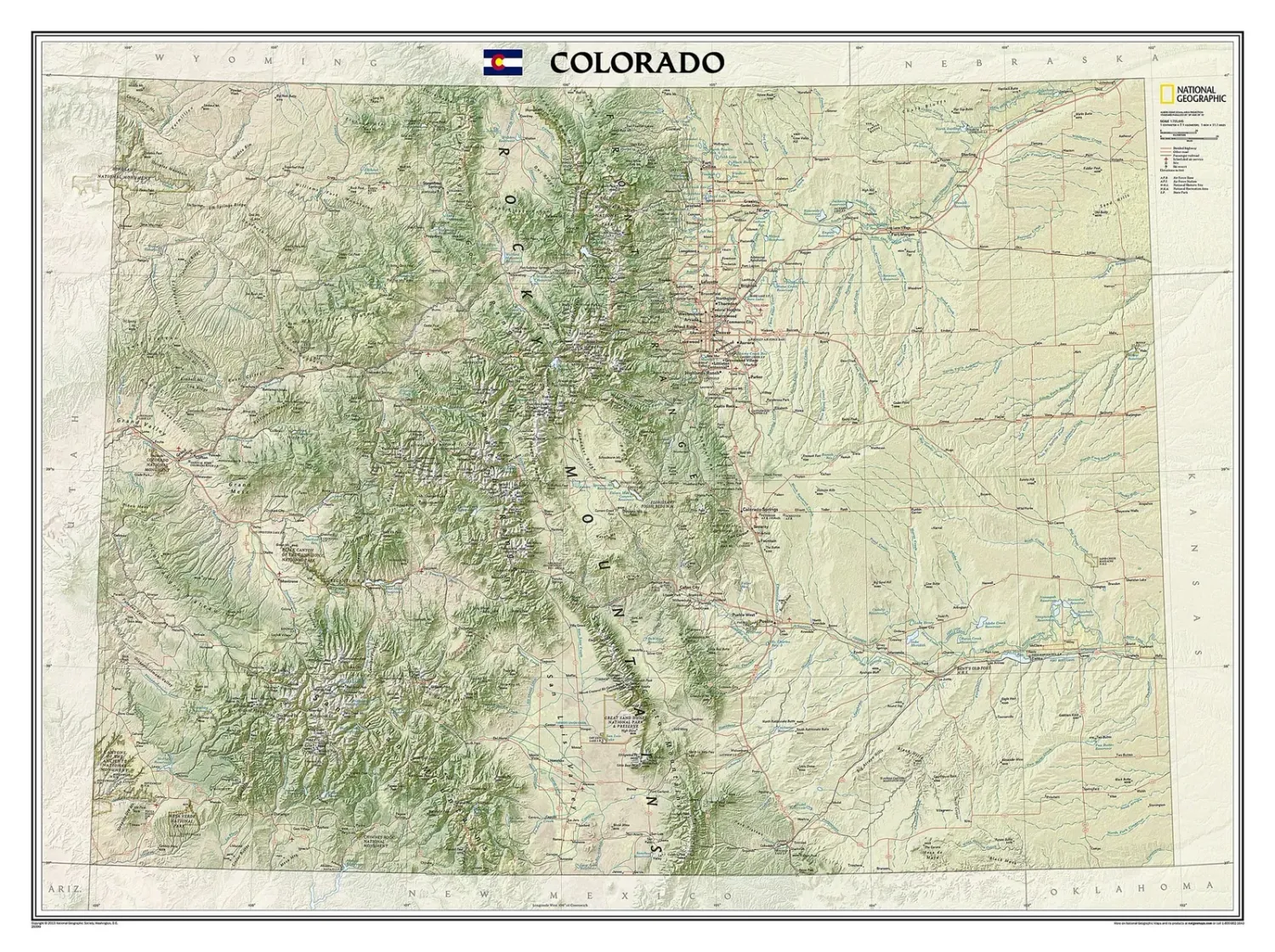 National Geographic CO State Wall Map Tubed