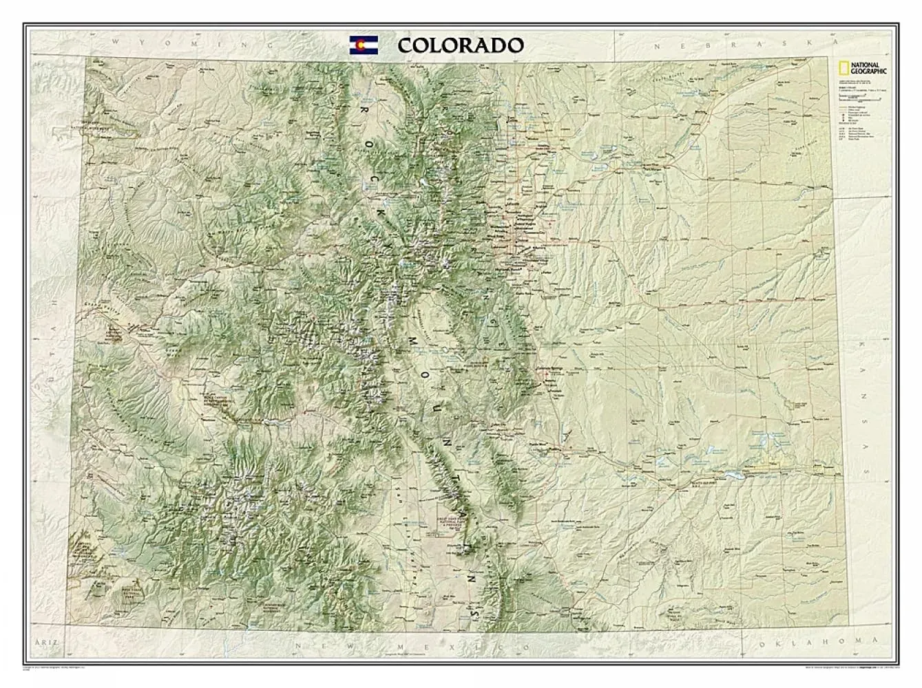 National Geographic CO State Wall Map Tubed