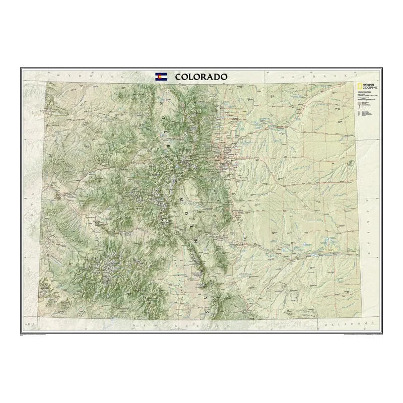 National Geographic CO State Wall Map Tubed, front view