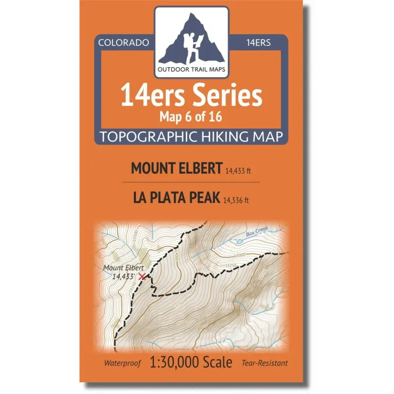 Outdoor Trail Maps Mount Elbert and La Plata, front view