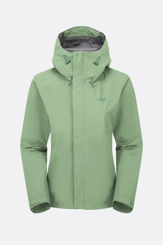 Rab Women's Downpour Jacket in Fig Green, front view