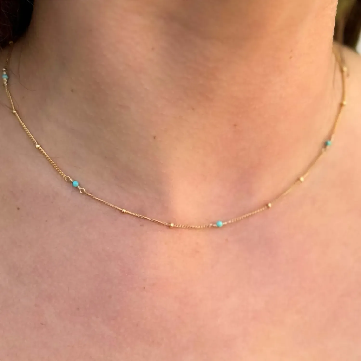 Sabina Flecks Necklace TURQ 15in