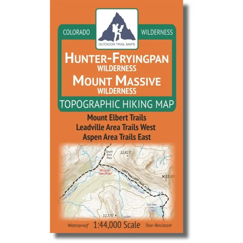 Outdoor Trail Maps Hunter Fryingpan and Mount Massive Wilderness Map, front view