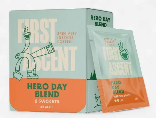 First Ascent Hero Day Medium Roast 6 Packets, front view