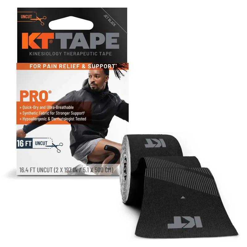 KT Tape Pro Uncut Black, front view