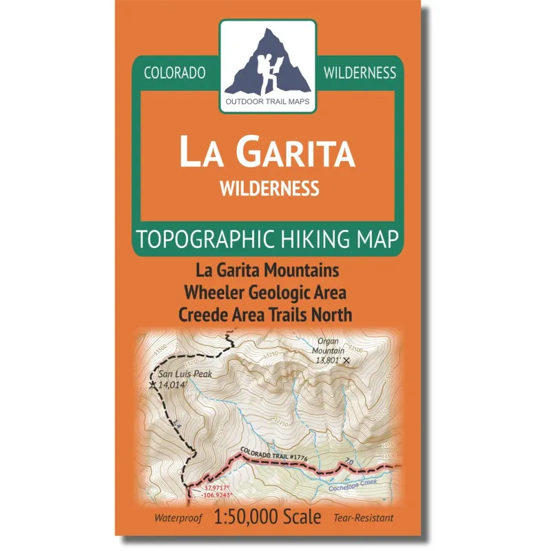 Outdoor Trail Maps La Garita Wilderness Trail Map, front view
