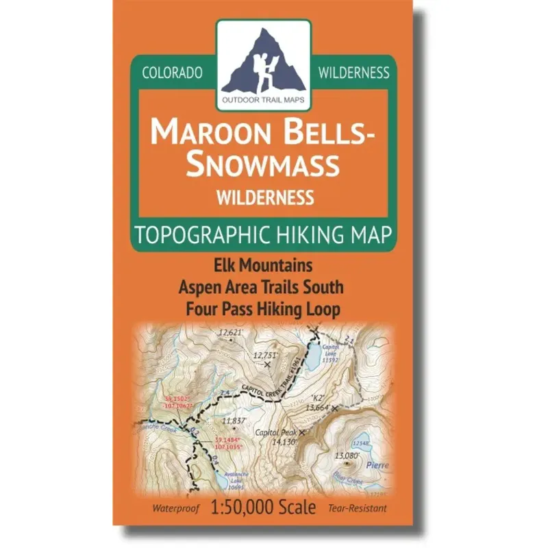 Outdoor Trail Maps Maroon Bells-Snowmass Hiking Map, front view