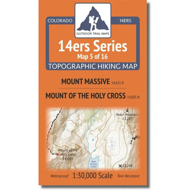 Outdoor Trail Maps Massive/Holy Cross 14ers Map, front view