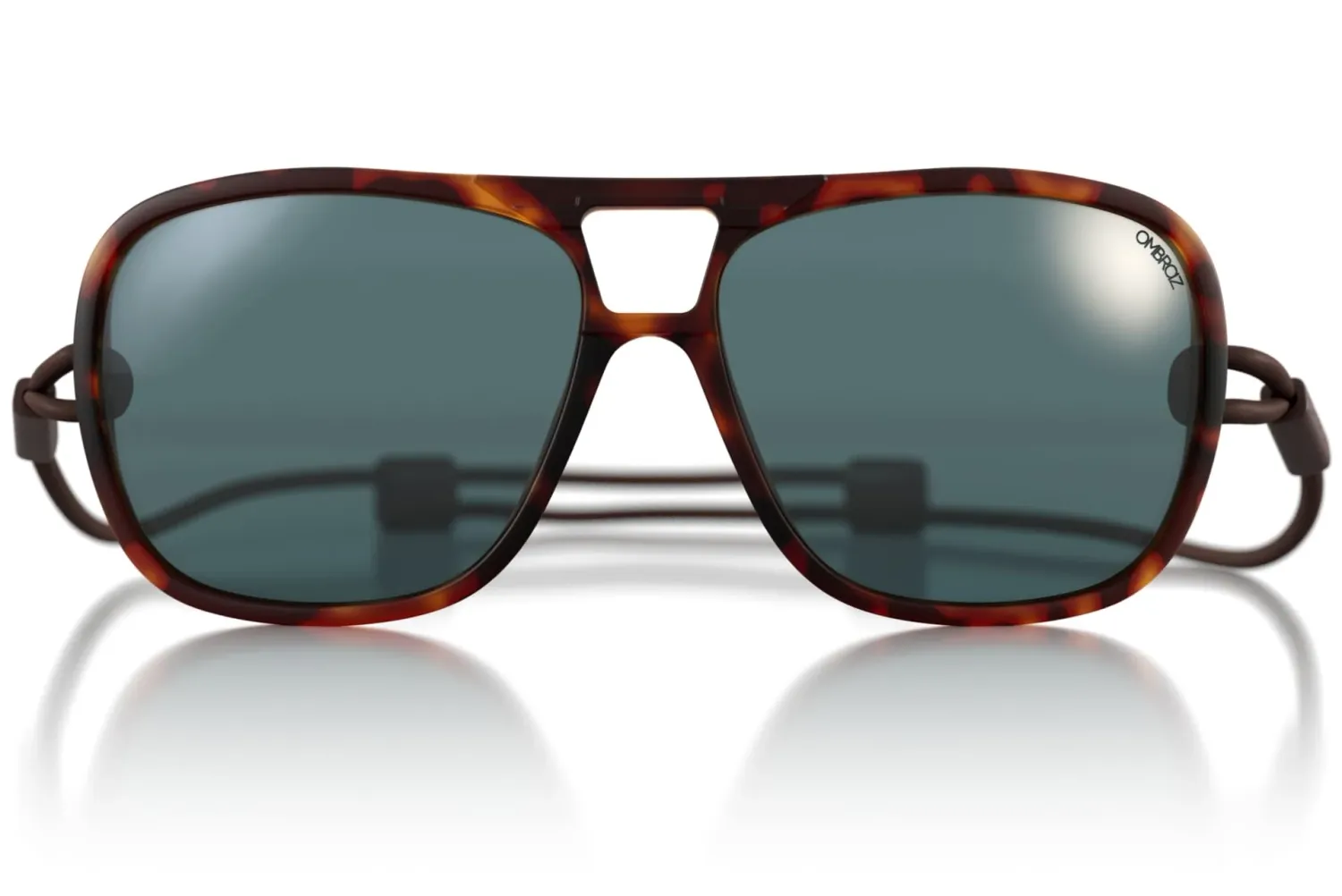 Ombraz Leggero Armless Sunglasses, Frame Color: Tort, Lens Color: Polarized Grey