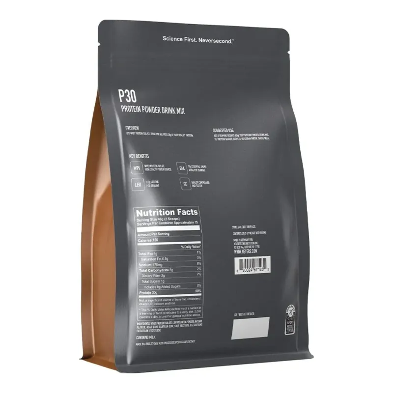 Neversecond P30 Recovery Mix 15 serv. Choc, alternate view 1