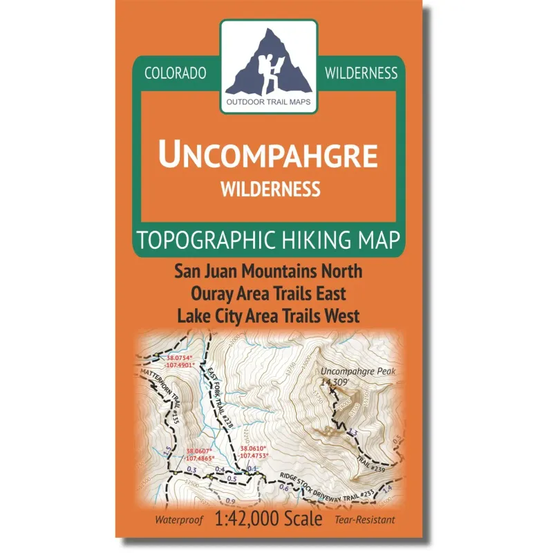 Outdoor Trail Maps Uncompahgre Wilderness Map, front view