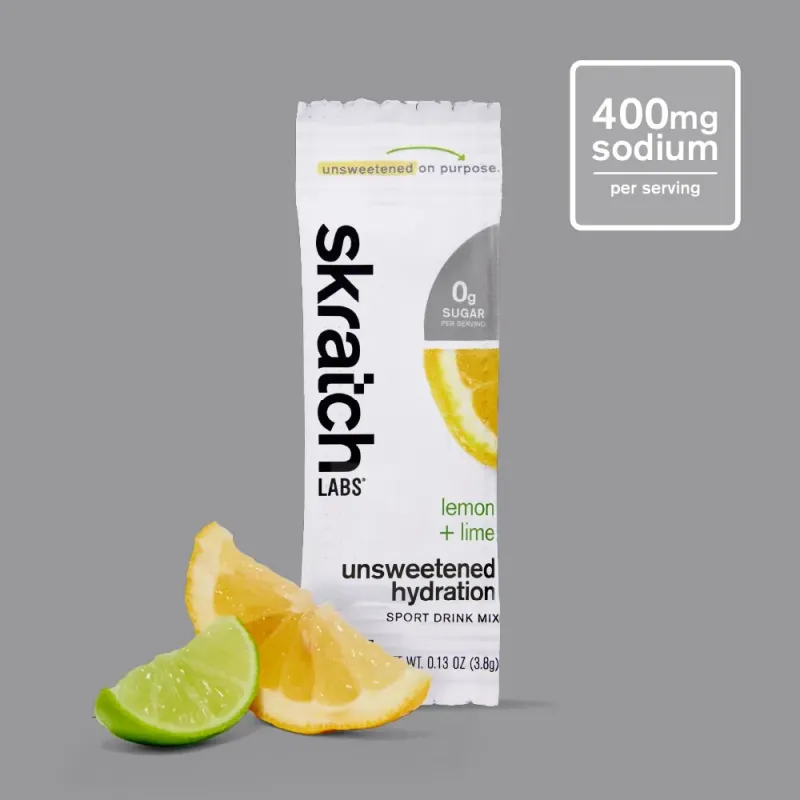 Skratch Labs Unsweetened Hydration Sport Drink Mix in Lemon Lime, front view