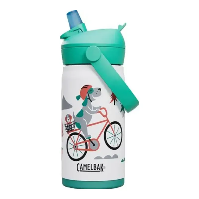 CamelBak Thrive Flip Straw Kids 12oz Stainless Insulated in Biking Dogs, front view