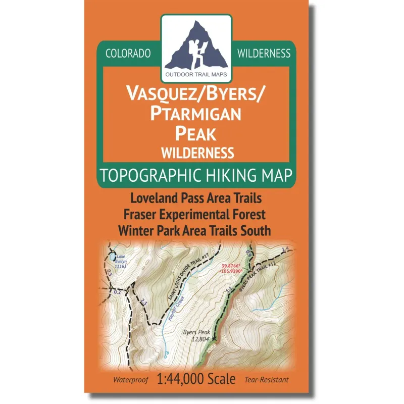 Outdoor Trail Maps Vasquez, Byers, Ptarmigan, front view