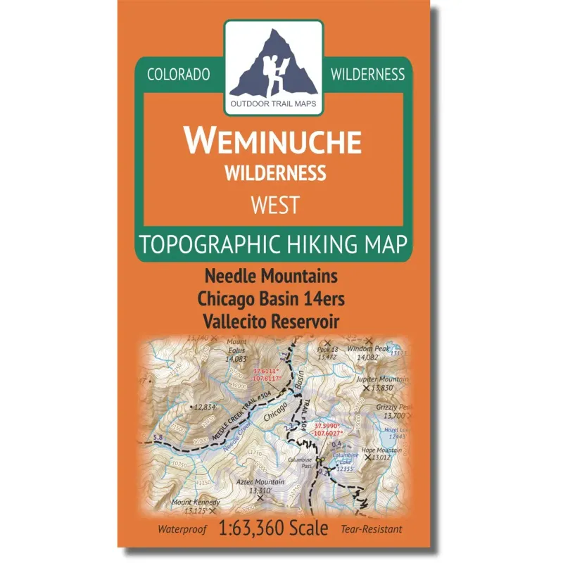 Outdoor Trail Maps Weminuche Wilderness West, front view