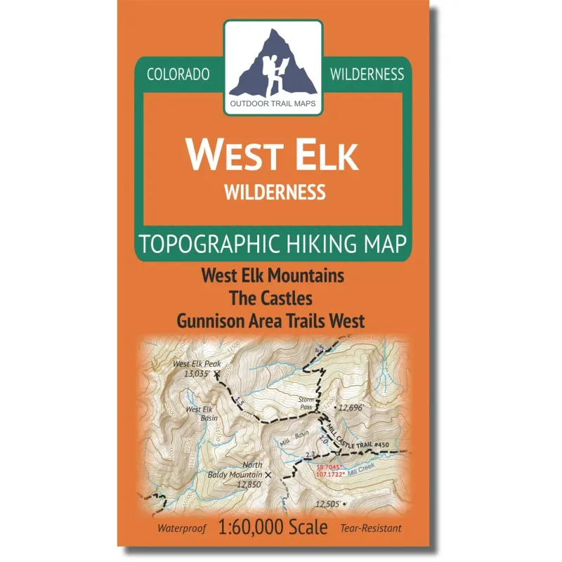 Outdoor Trail Maps West Elk Wilderness Map, front view