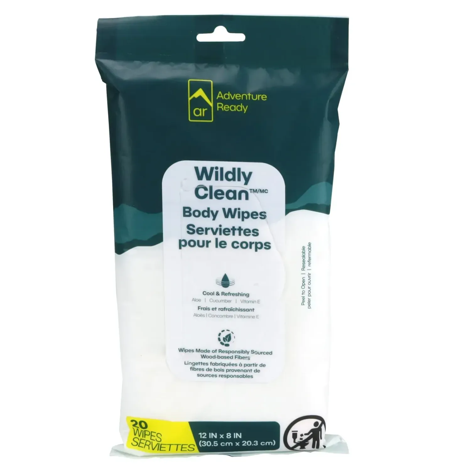 Wildly Clean Wipes 8" x 7" 20ct, front view