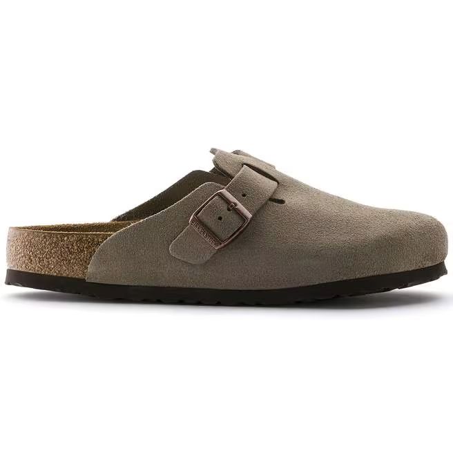 Birkenstock Boston Soft Footbed Suede Leather, Color: Taupe, Size: 36