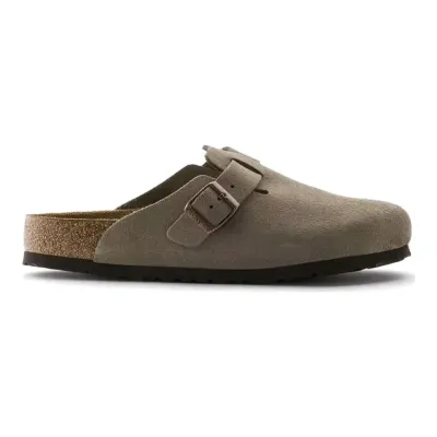 Birkenstock Boston Soft Footbed Suede Leather in Taupe, main view