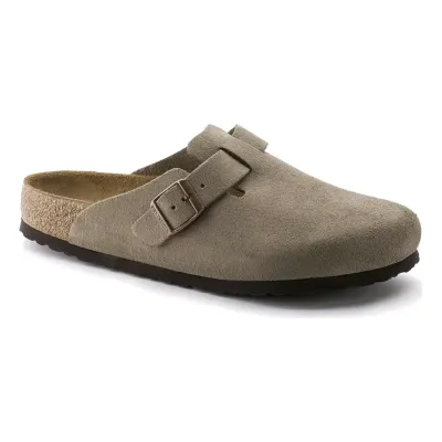 Birkenstock Boston Soft Footbed Suede Leather in Taupe, alternate view 1