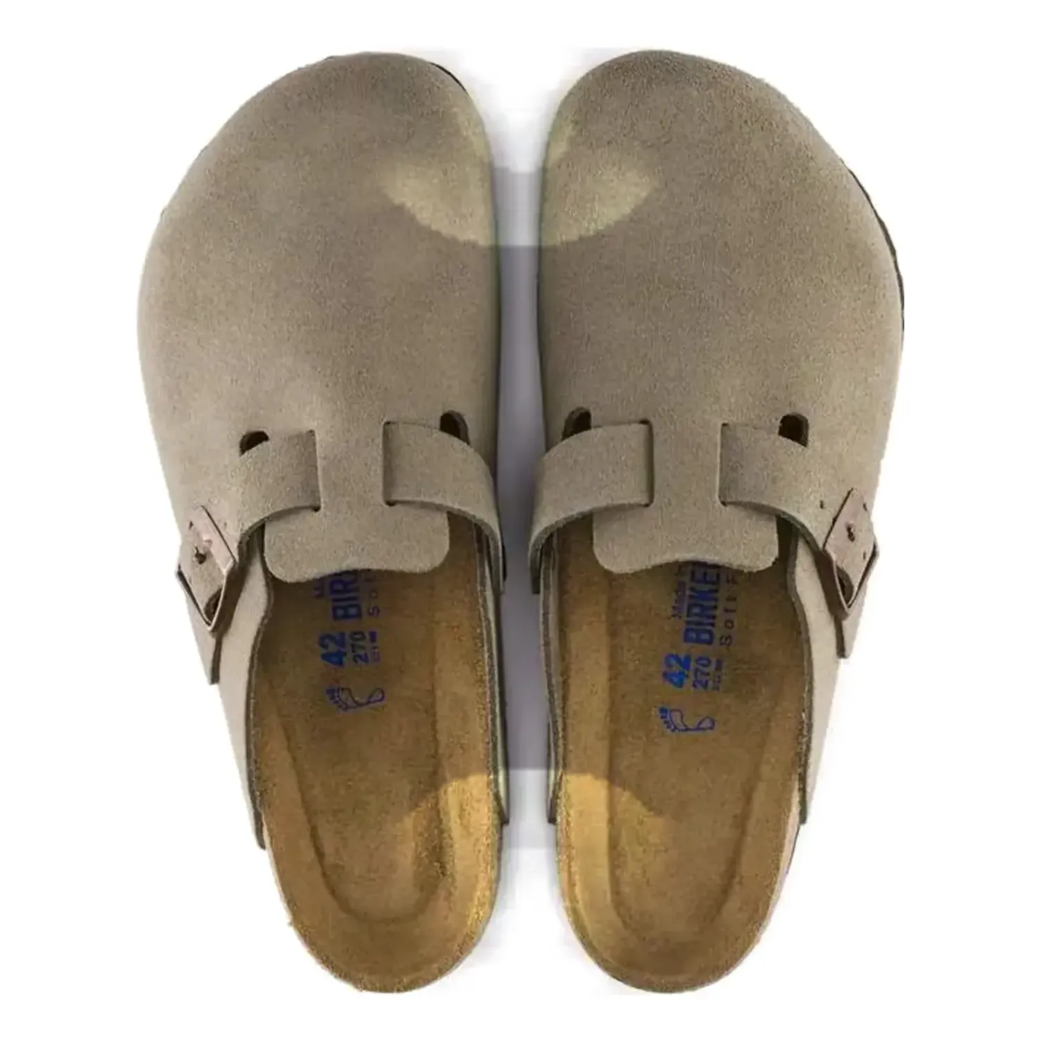 Birkenstock Boston Soft Footbed Suede Leather in Taupe, alternate view 3