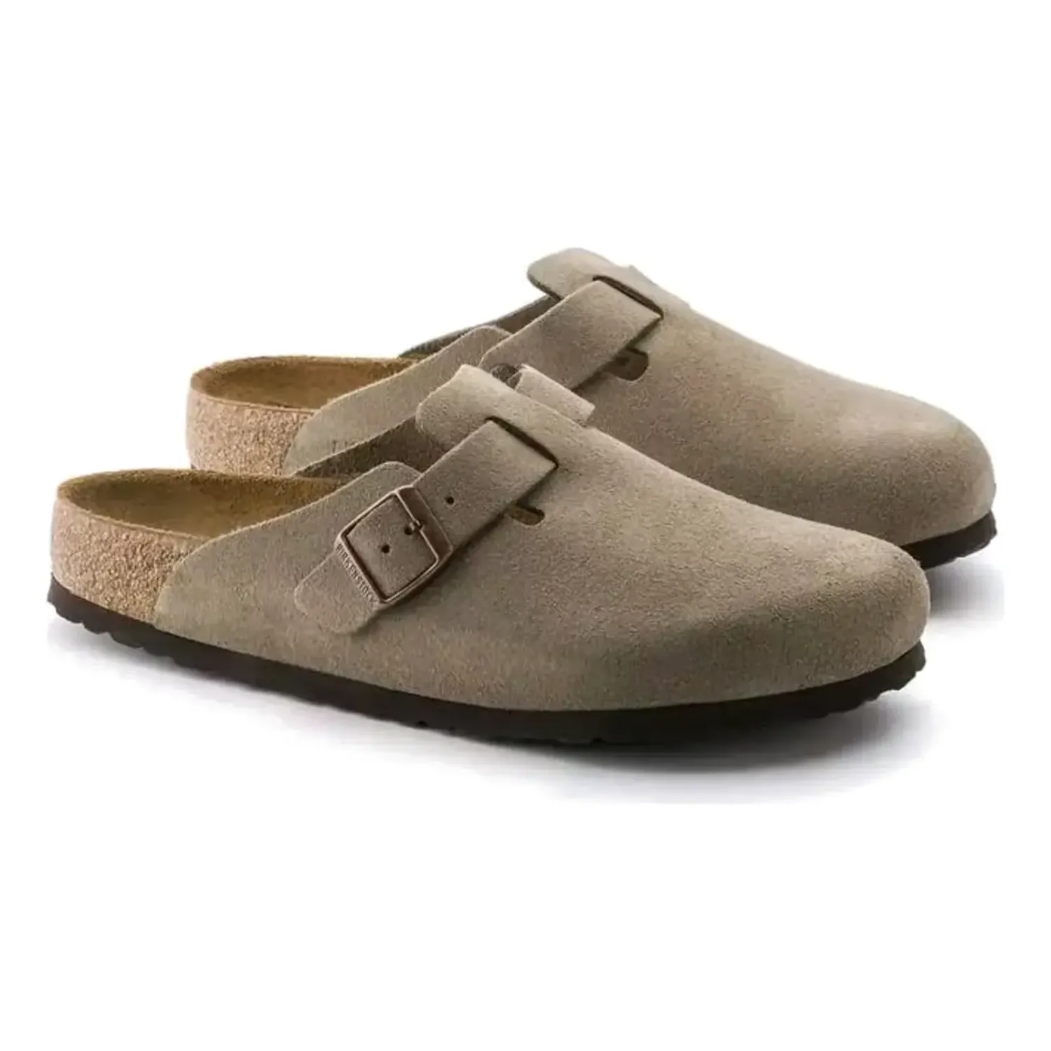 Birkenstock Boston Soft Footbed Suede Leather in Taupe, alternate view 4
