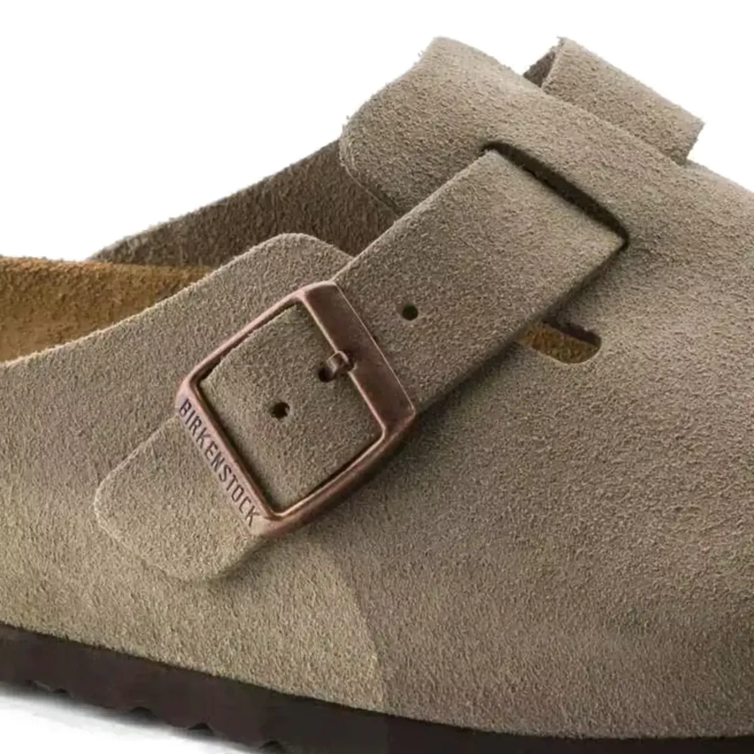 Birkenstock Boston Soft Footbed Suede Leather in Taupe, alternate view 5