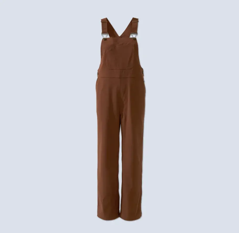 Wild Rye Emmett Overalls in Chesnut, front view