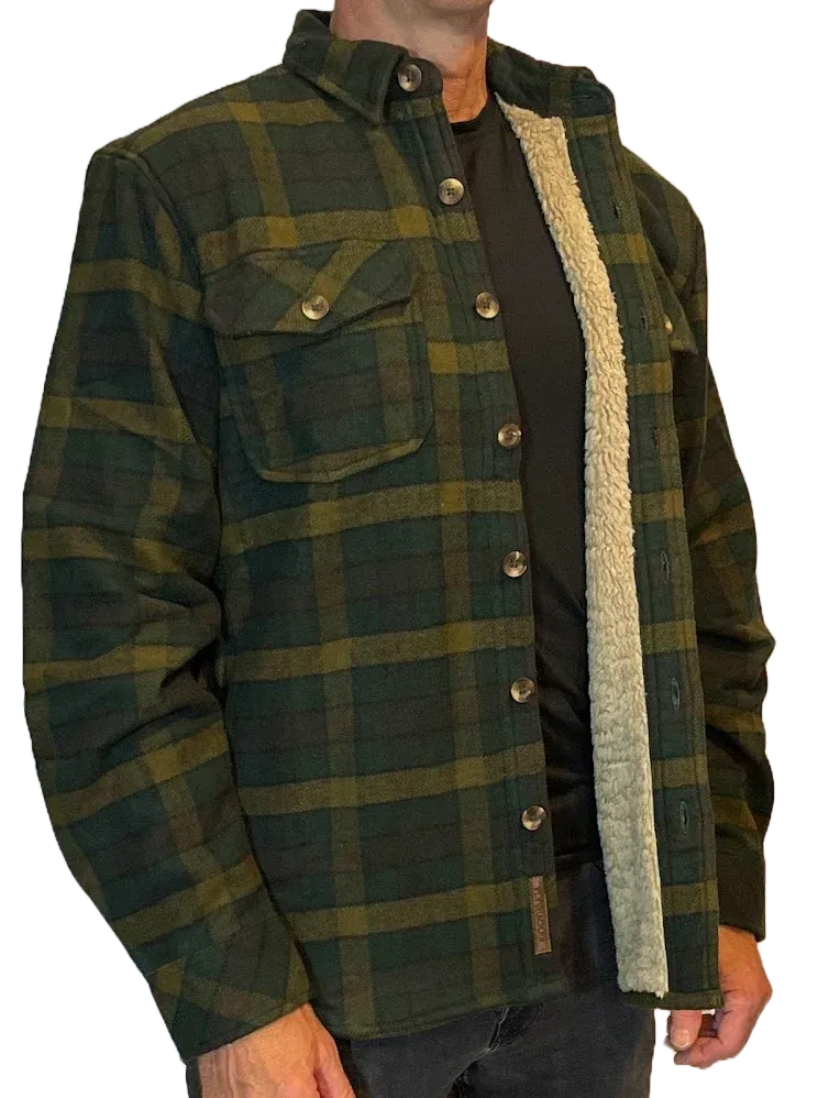 Flyshacker Camp Trail Sherpa Shirt, Color: Deep Pine, Size: S