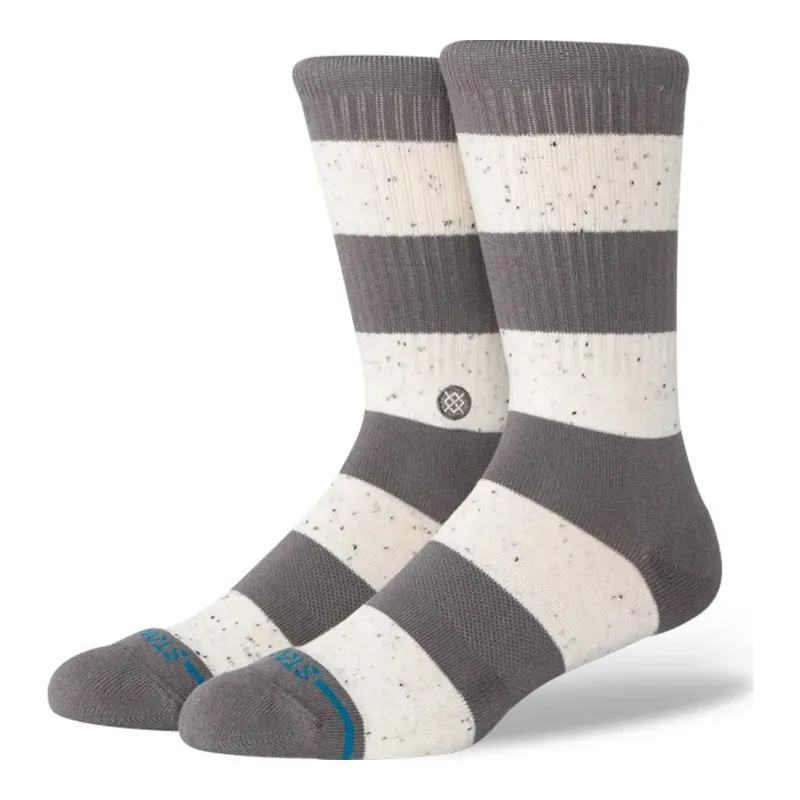 Stance Cotton Crew Medium Cushion Socks in Nep Stripe Grey, front view