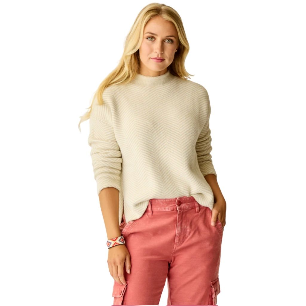 Carve Olivia Plush Sweater, Color: Cement Herringbone, Size: X-Small