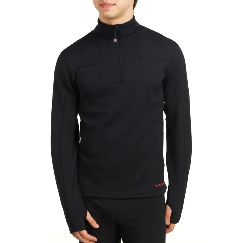 Terramar Mens 3.0 1/2 Zip Long Sleeve in Jet Black, front view