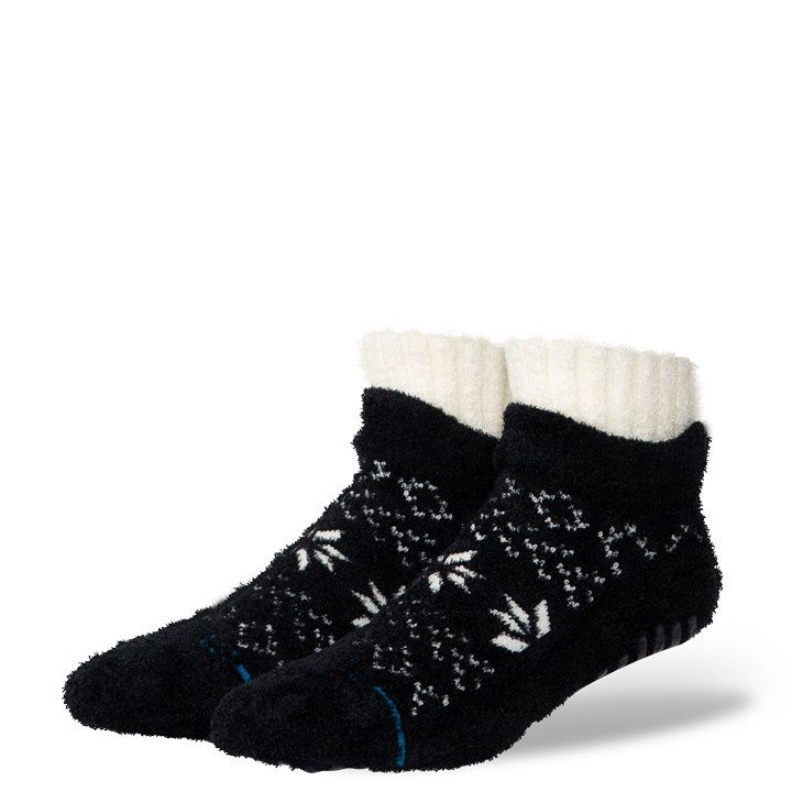 Stance Snowflake Cozy Slipper Sock, Color: Black, Size: L
