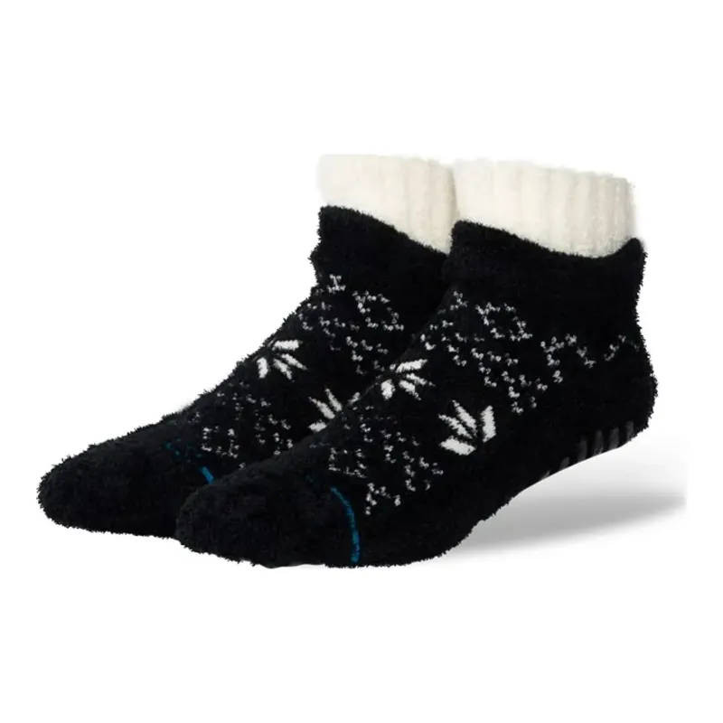 Stance Snowflake Cozy Slipper Sock in Black, front view
