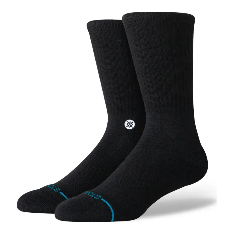 Stance Icon Crew in Black White, front view