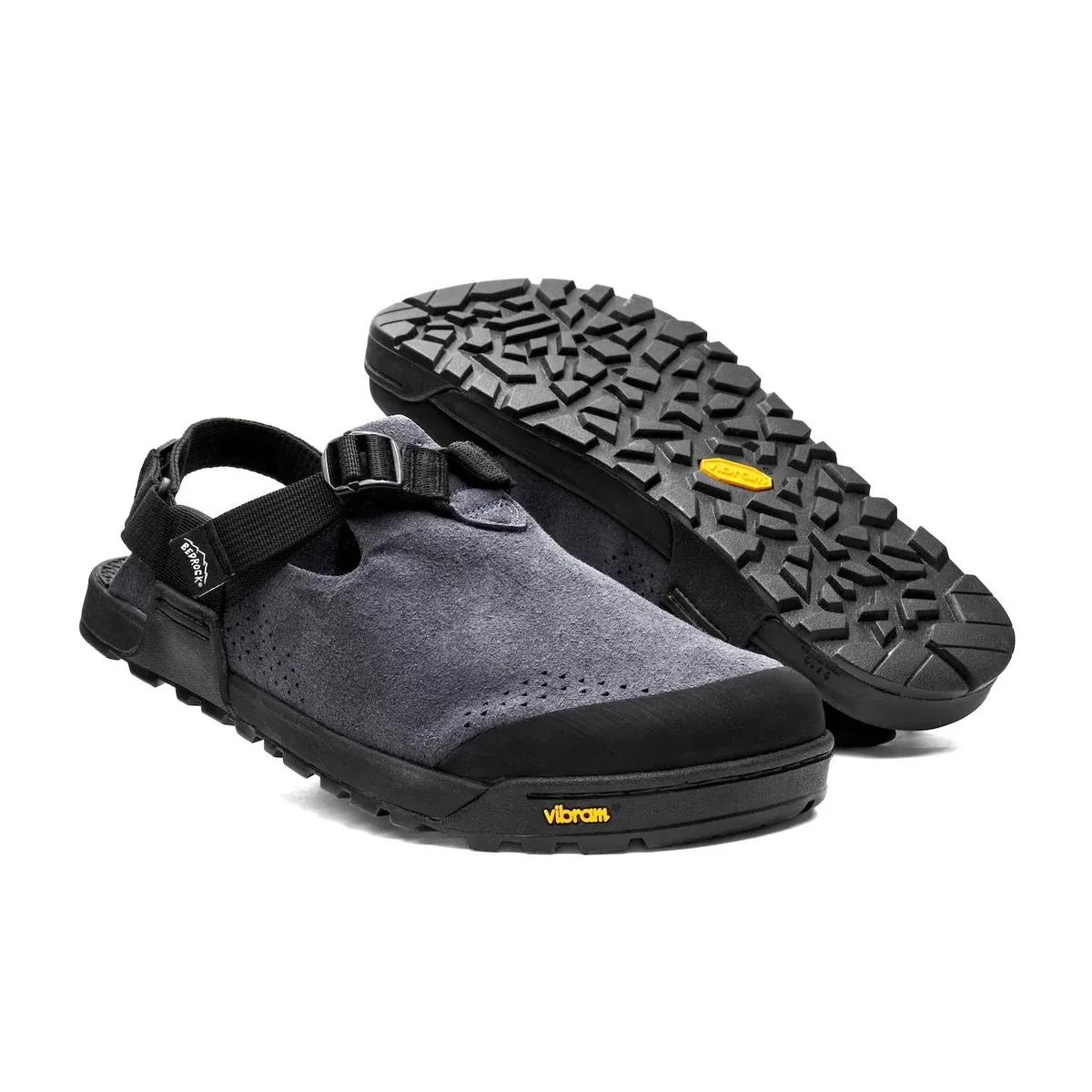 Bedrock Mountain Clog Synthetic Suede, Color: Grey/Black, Size: M6/W7