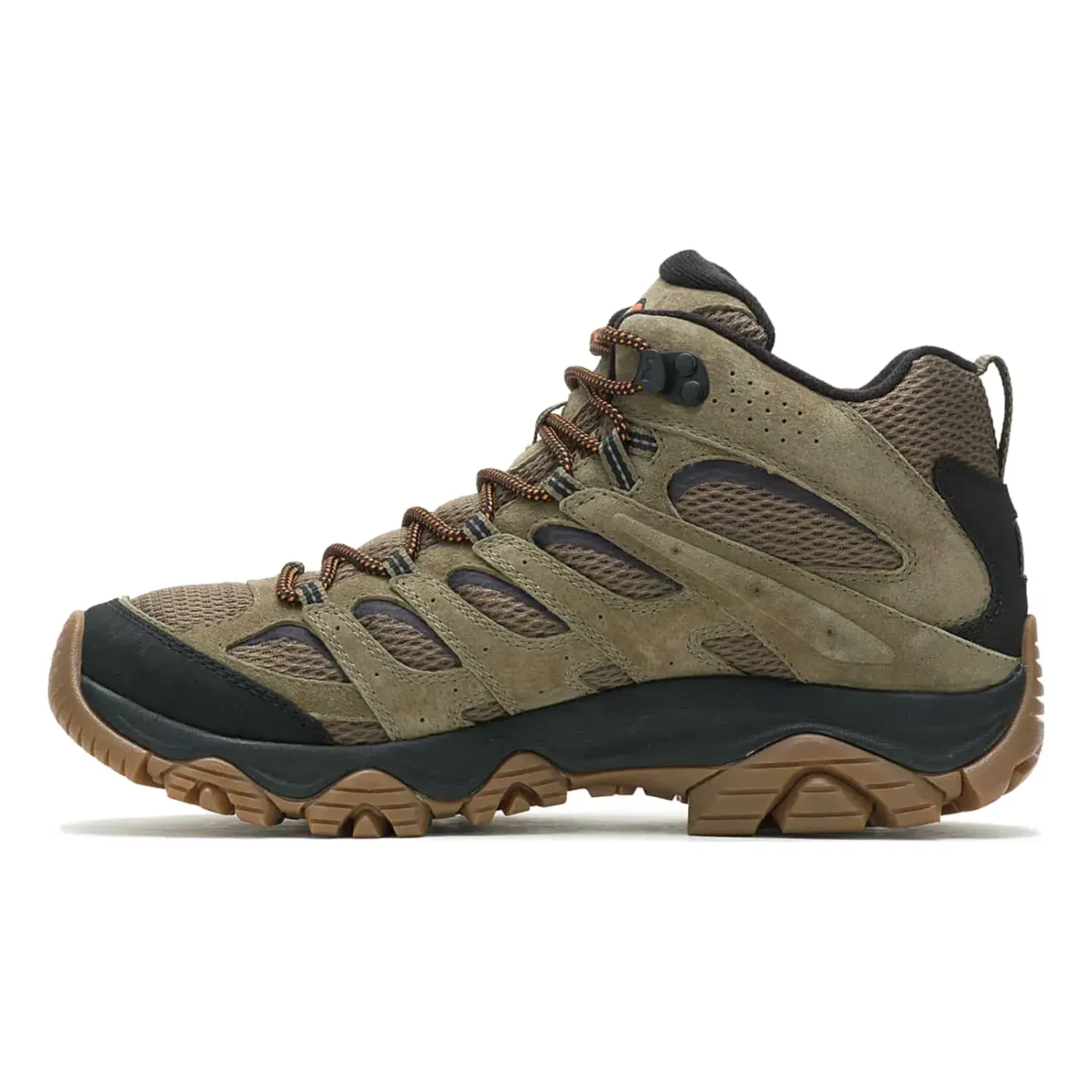Merrell Men's Moab 3 Mid Waterproof in Olive / Gum, alternate view 2